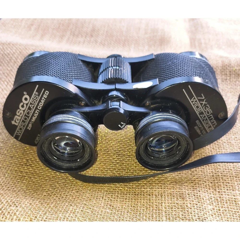 Vintage Tasco Zip 435Z Binoculars 7x35 Wide Angle Multi Coated Made In Japan